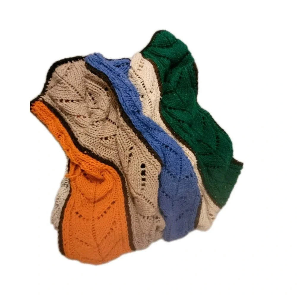 Handmade Crochet Afghan vintage 1970s boho aesthetics Throw Blanket‎